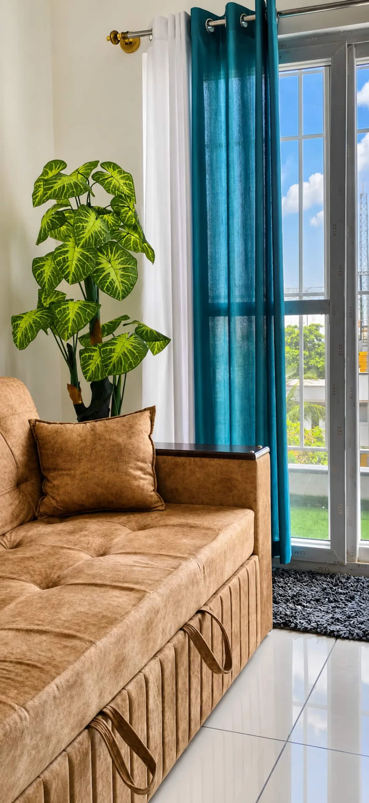 Modern living room corner in daylight