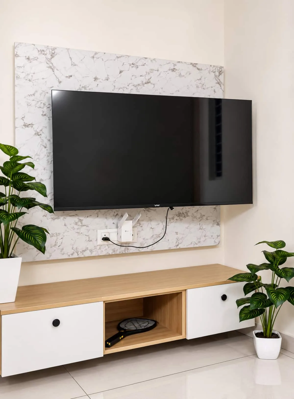 Minimalist living room with TV setup