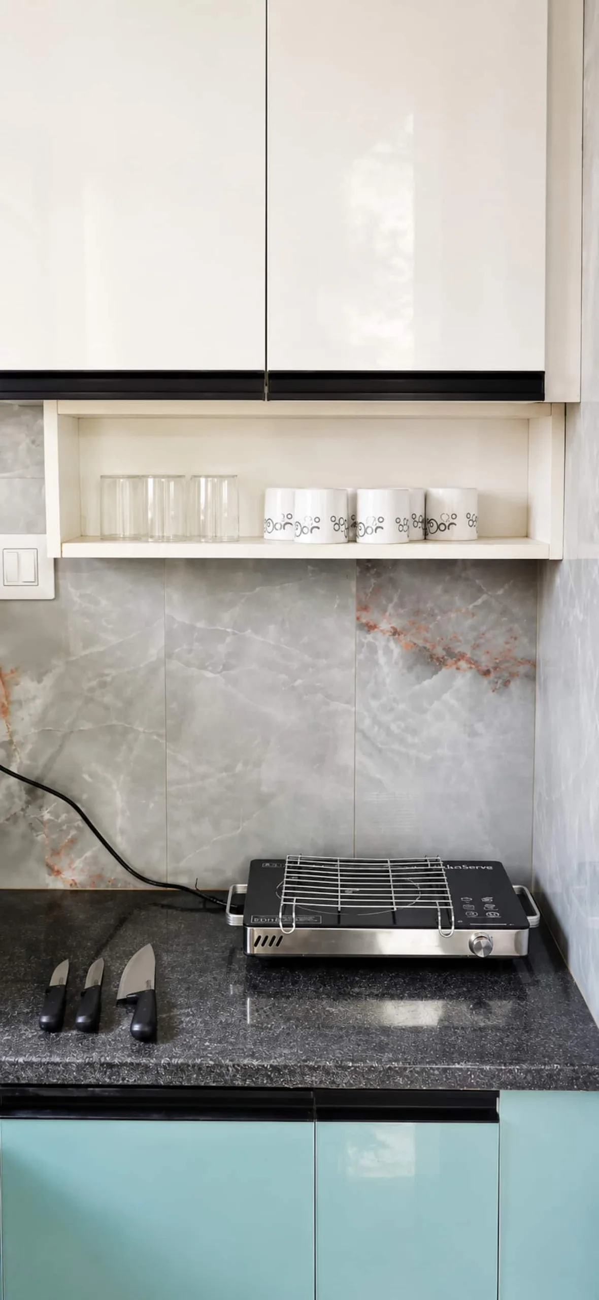 Modern kitchen countertop with appliances